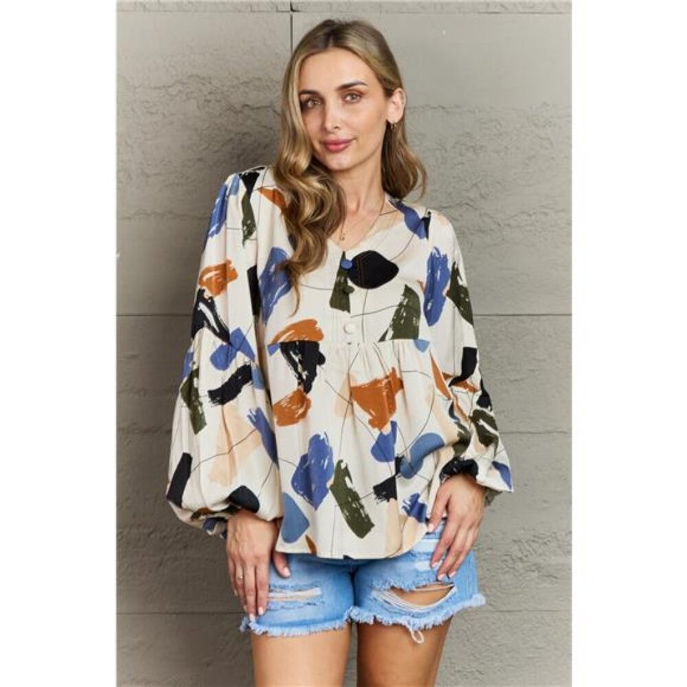 NWT Hailey & Co Wishful Thinking‎ Multi Colored Printed Blouse